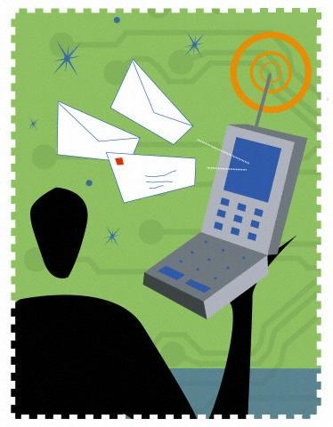 A person using a cell phone to check emails